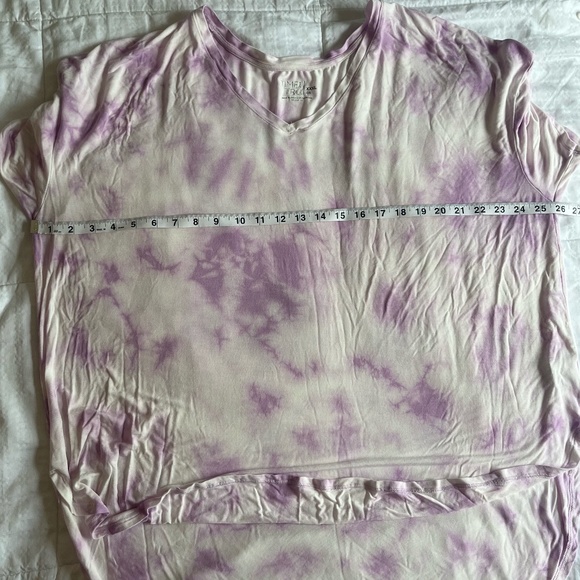 Time And Tru Purple And White Tie Dye Pattern V-Neck Top, XXXL - Picture 9 of 11